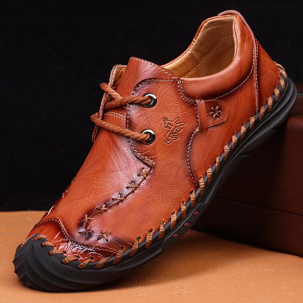 Men Shoes - Men Retro Non Slip Hand Stitching Soft Sole Casual Leather ...