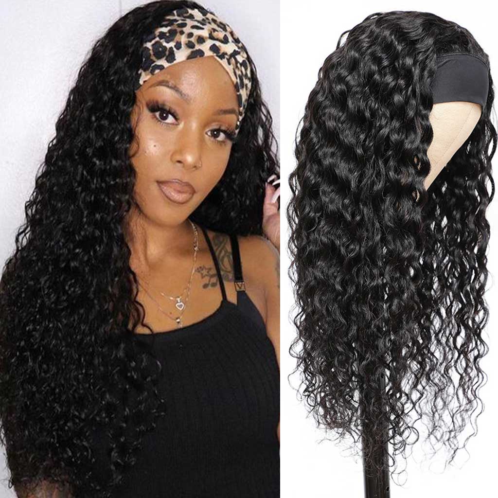Deep Wave Curly Hair Headband Wig Glueless Human Hair Wigs – Fleeky Hair