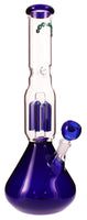 Blue & Clear Glass Water Pipe With Ice Pinch & Percolator 36cm