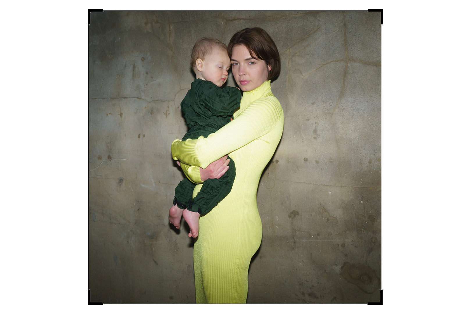 Mother with son in Petit Green Ore Contrast Suit 