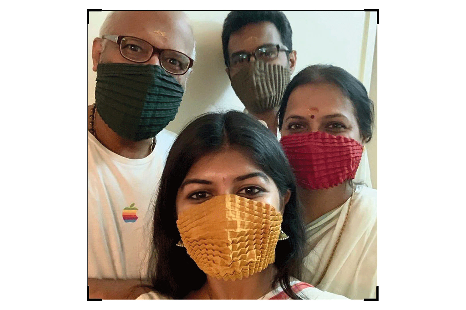 Sree and her family in various colours of Petit Pli Mask 