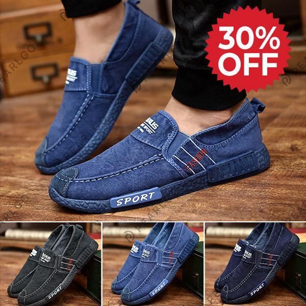 men washed canvas comfy soft sole slip on casual shoes