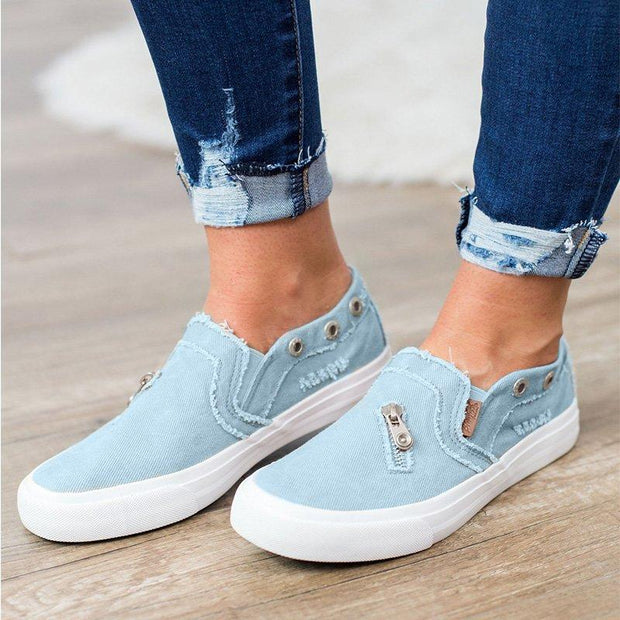 distressed canvas slip on shoes