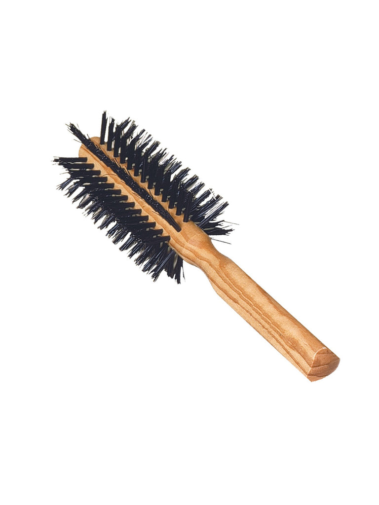 Round hair brush olive wood boar bristle