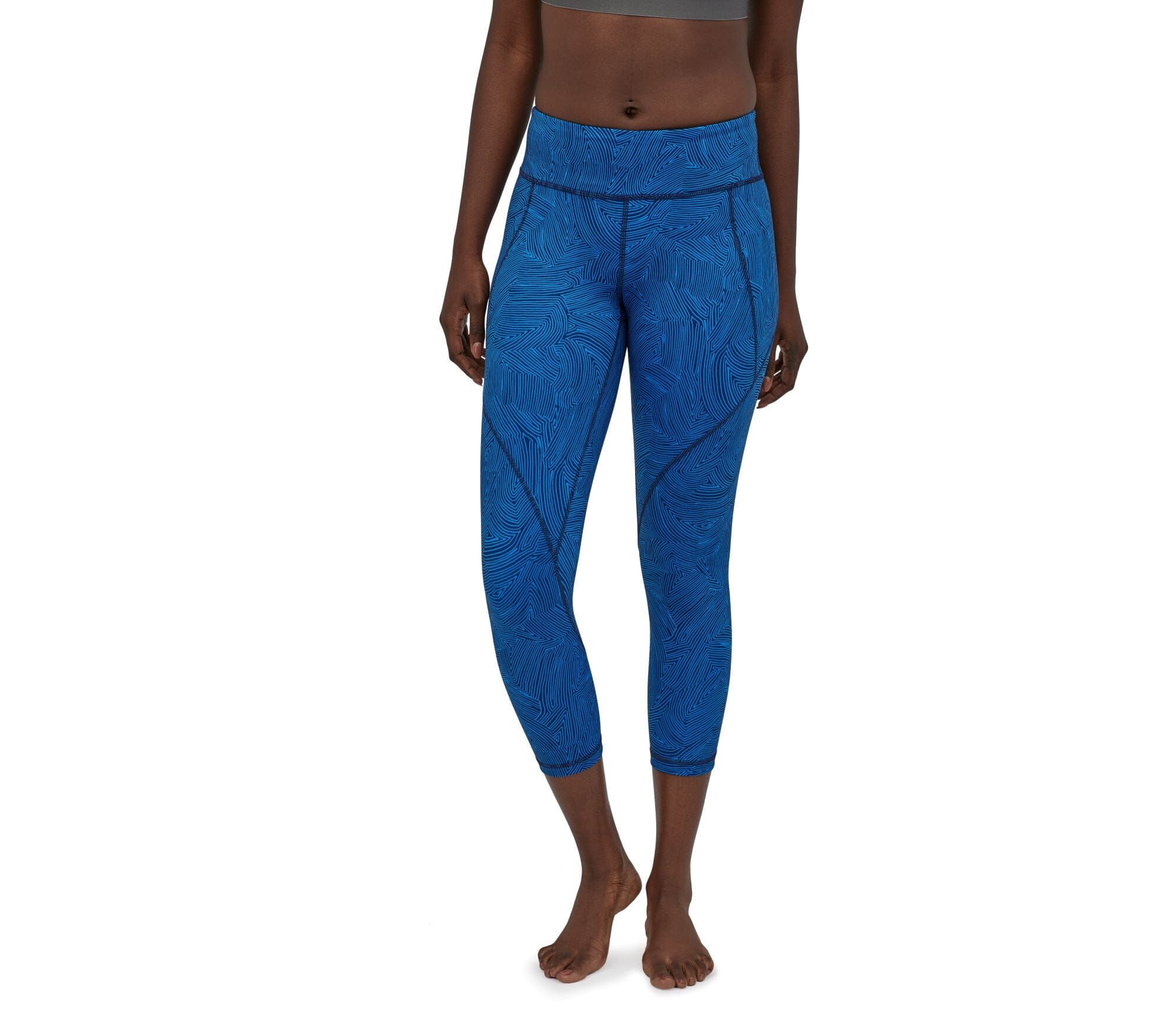 Patagonia Centered Crop Tights Women's NWT size Small Bayou Blue terraced  Fields
