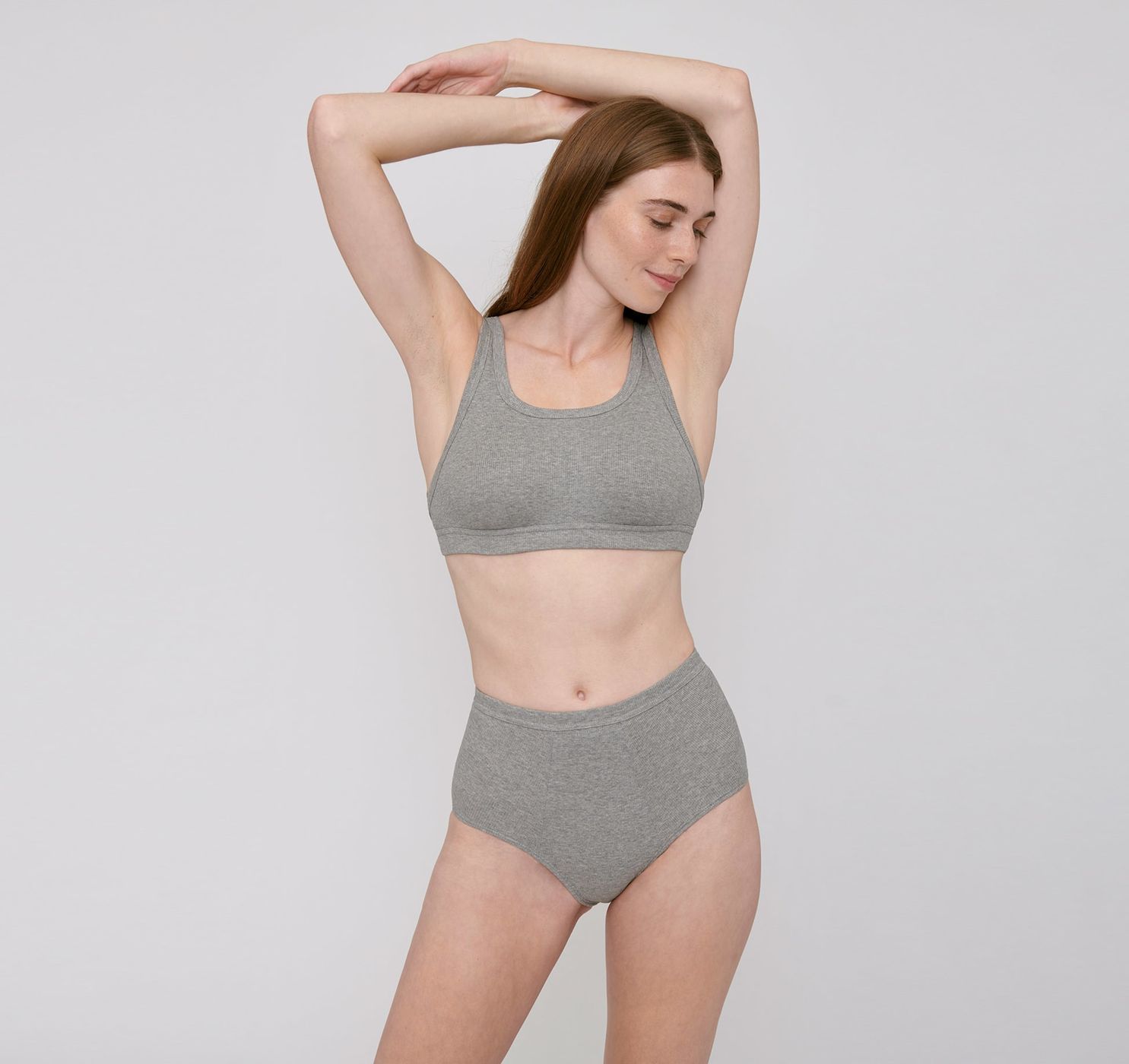 CLiO Women's Seamfree Rib Moulded Bralette - Grey Marle