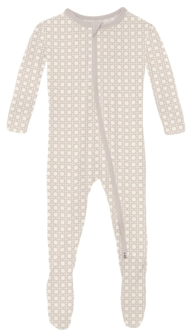 Print Footie with 2 Way Zipper in Latte Wicker (Copy)
