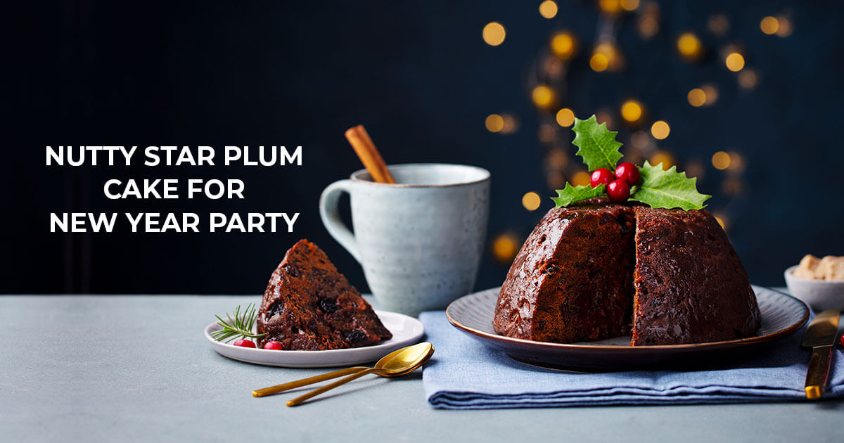 Nutty Star Plum Cake for New Year Party