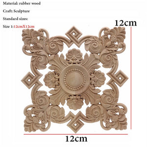 wooden appliques onlay decal figurines floral roses crown leaves ✈️ free.shipping
