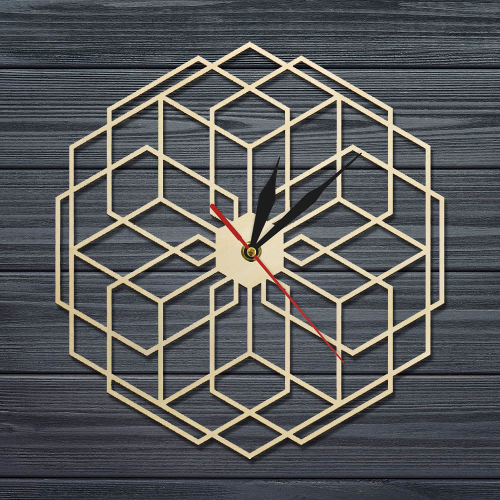 Everyday.Discount wooden holographic clock interior hexaflower wall clock natural wood deco geometric hanging wooden farmhouse countrystyle bamboo wall clocks unique designed decoration analog not thicking quartz movement frameless wallclock  