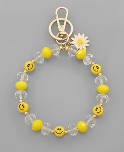 Yellow Smiley Ring Keychain