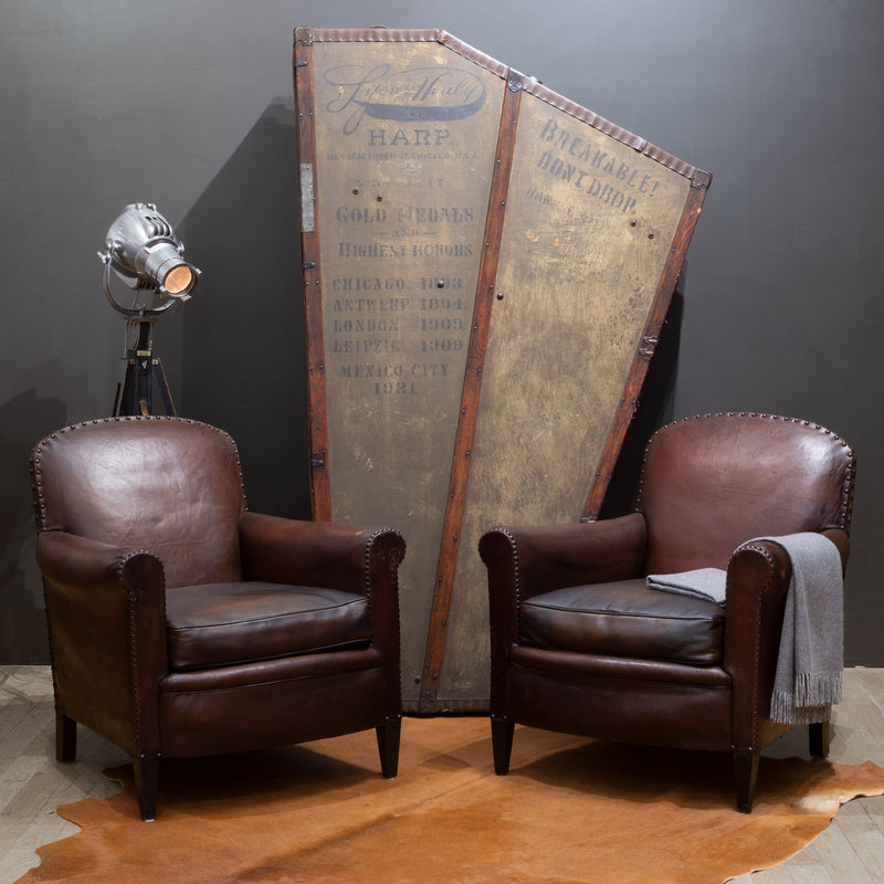 Antique French Sheep Hide Club Chairs  | S16 Home