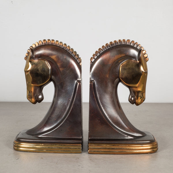 trojan horse bookends art deco cast metal