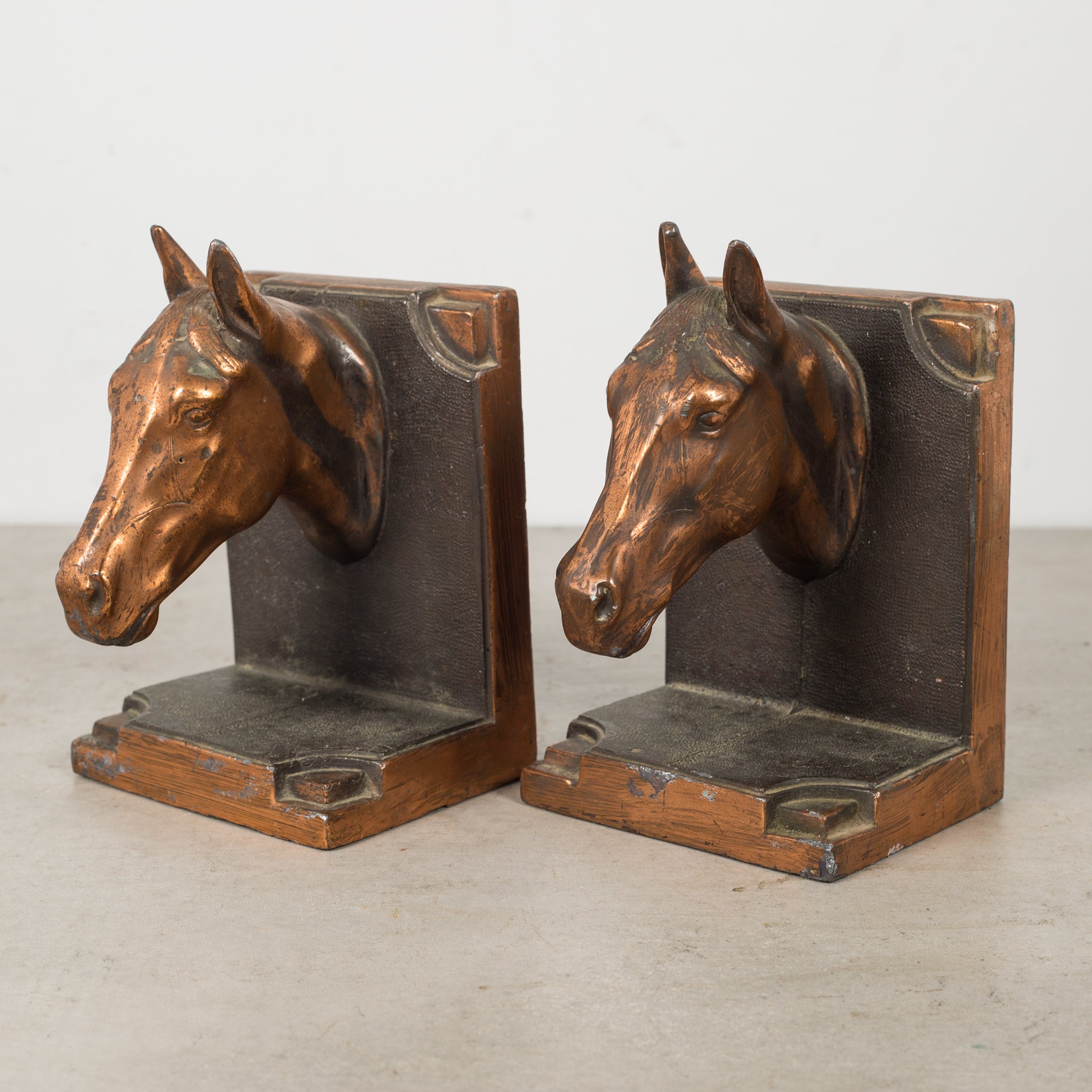 Bronze Plated Horse Head Bookends c.1940s
