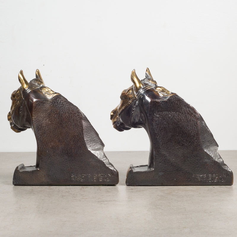 bronze horse head bookends