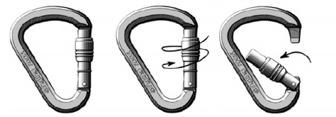 Screw gate lock climbing carabiners illustration