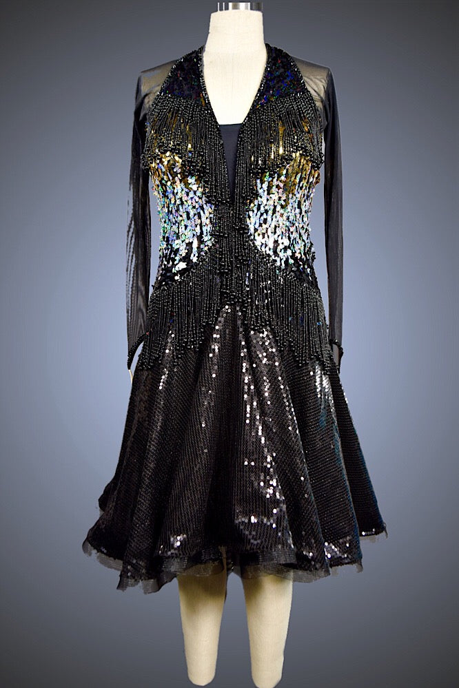 Black Silver And Gold Sequin With Black Sequin Skirt Randall Designs