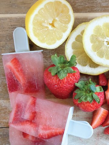 popsicles, hydration, homemade, electrolyte pops, strawberry lemondae