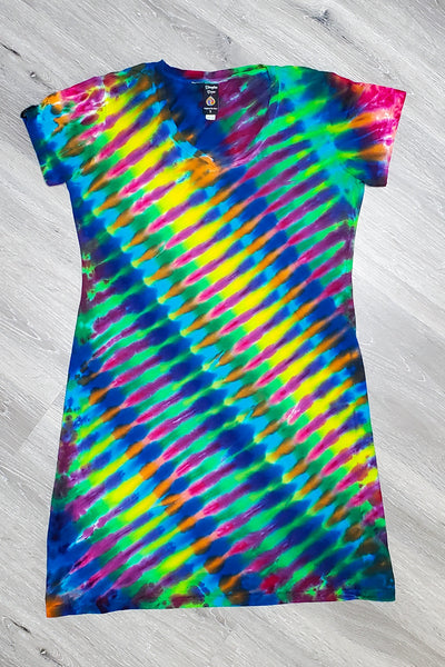 Rainbow DNA V-Neck T-Shirt Dress