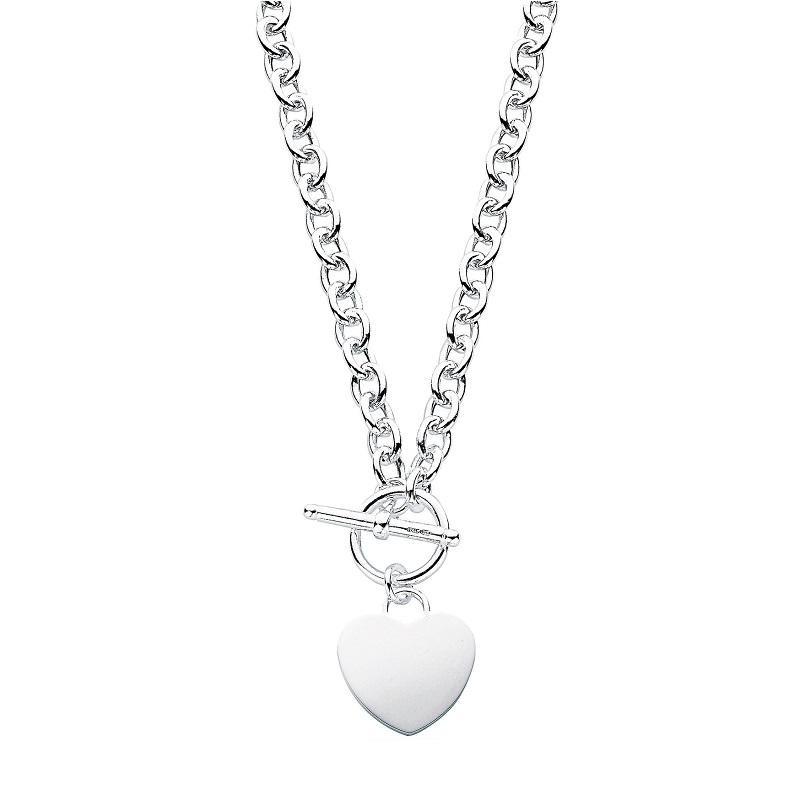 Sterling Silver Heart Disc Fancy Toggle Necklace - 52.8 Grams - 18 Inch -  Measures 7mm Wide - Walmart.com