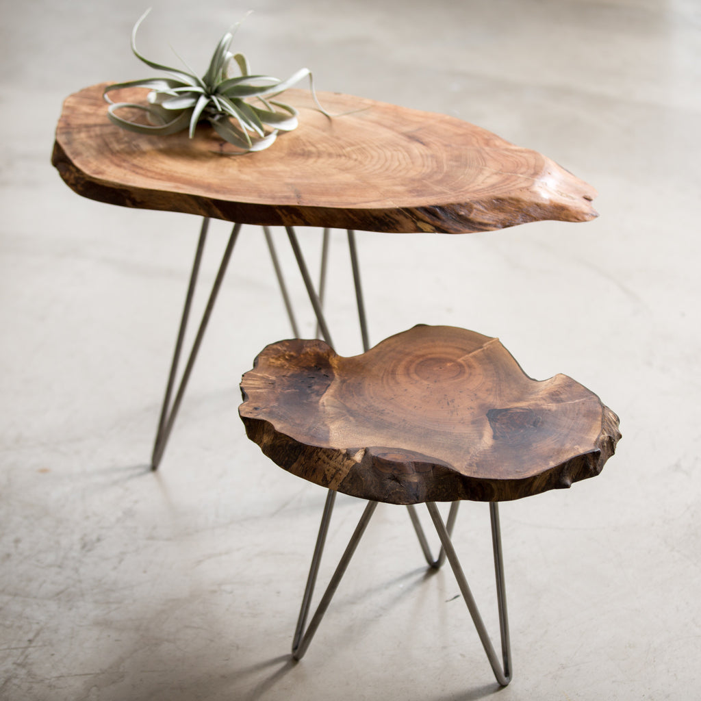 live edge coffee table with metal legs