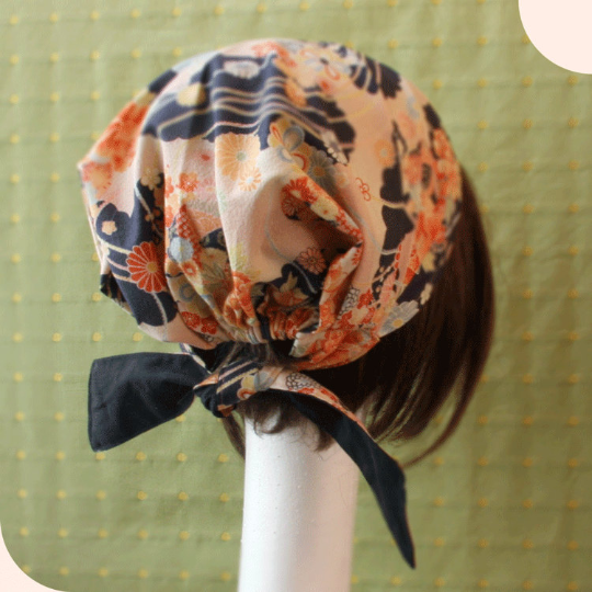 Japanese Kimono Fabric head covering, Navy - Head wrap – Mercato NY
