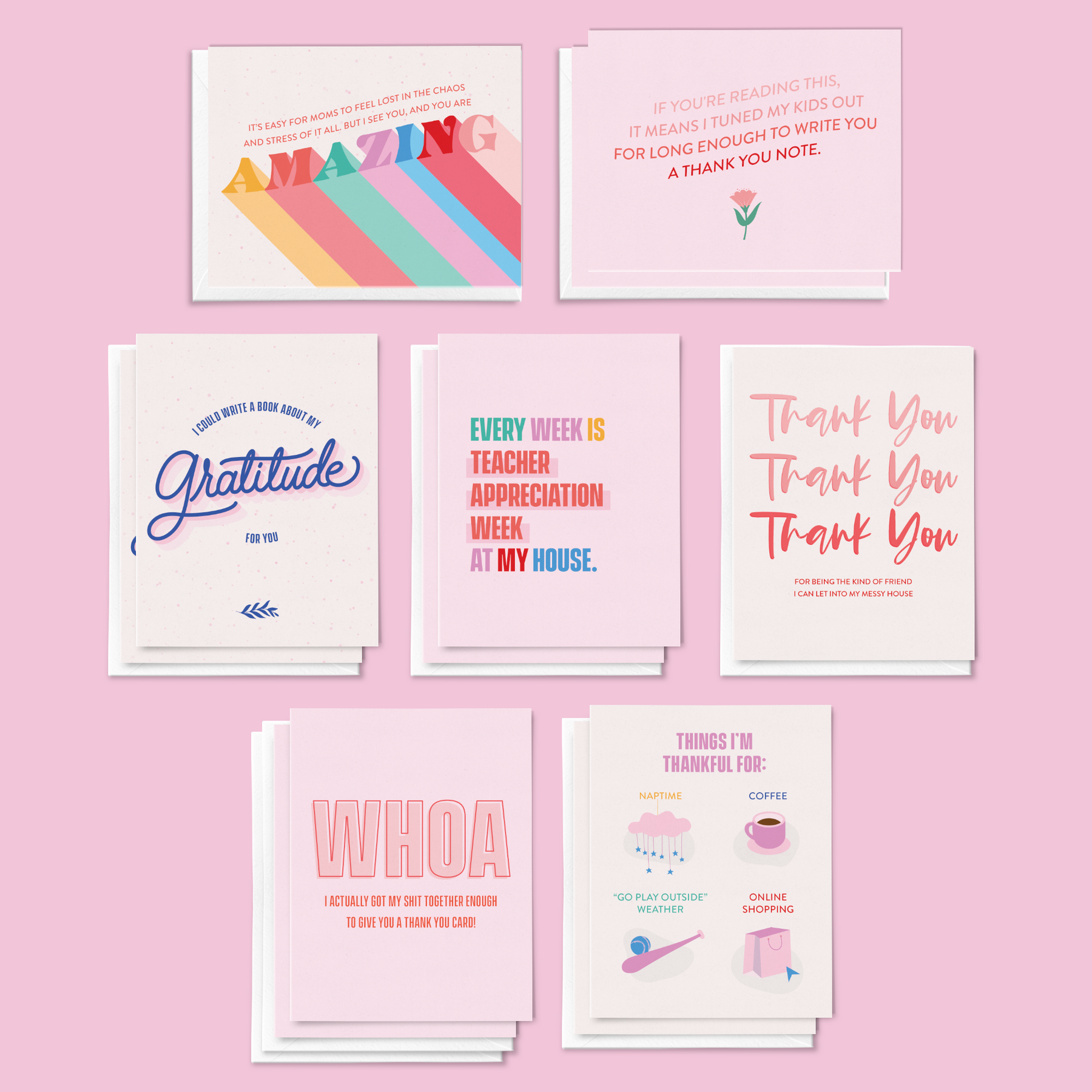 Funny Thank You Card Set 12 With Envelopes Friendship Cards Thank You Notes Scary Mommy Shop