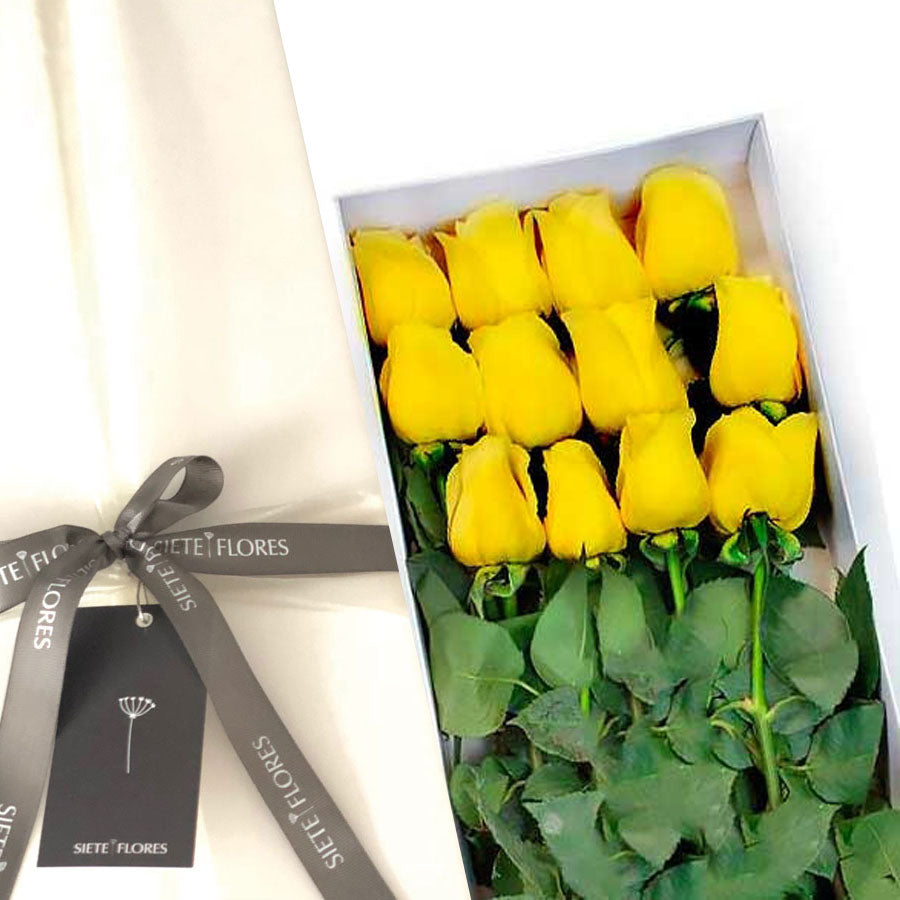 Caja de 12 Rosas Amarillas – Siete Flores