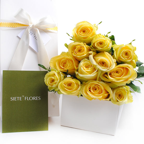 Caja de 12 Rosas Amarillas – Siete Flores