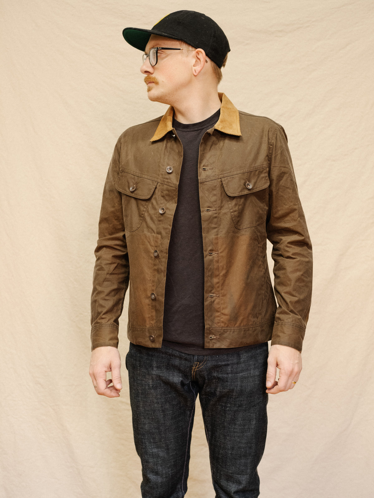 the long haul jacket in tobacco waxed canvas