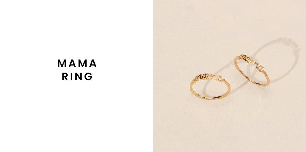 Best sellers, dainty delicate layering and stacking jewelry by Katie Dean Jewelry, handmade in America, featuring the Mama Ring