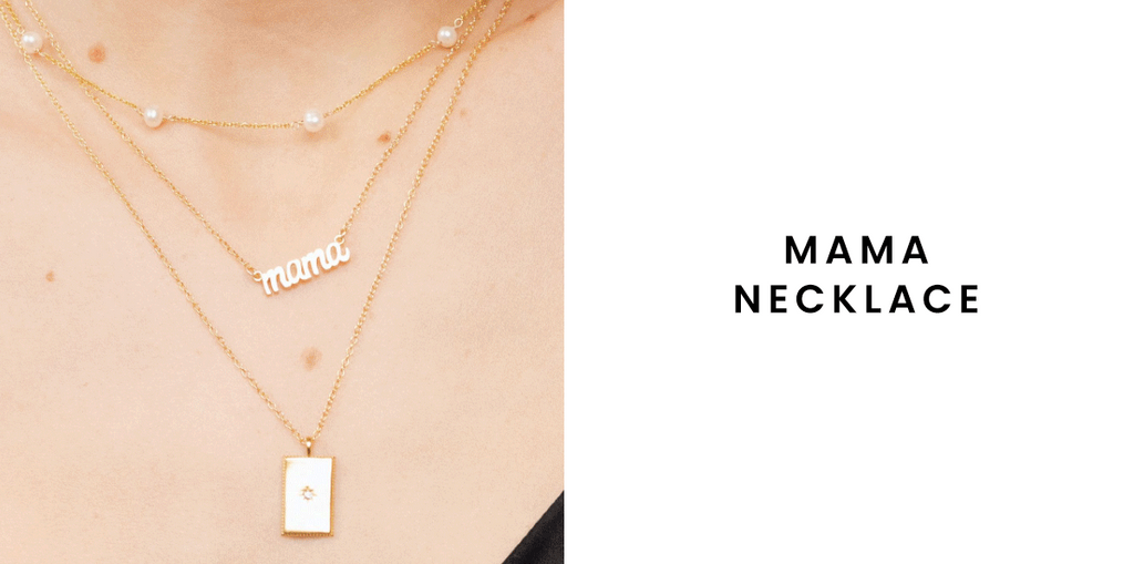 Best sellers, dainty delicate layering and stacking jewelry by Katie Dean Jewelry, handmade in America, featuring the Mama Necklace