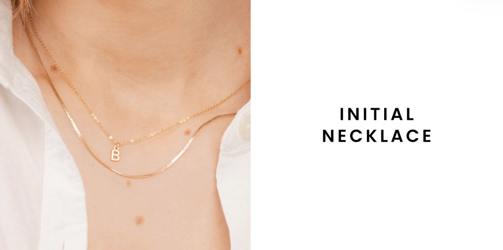 Best sellers, dainty delicate layering and stacking jewelry by Katie Dean Jewelry, handmade in America, featuring the Initial Necklace