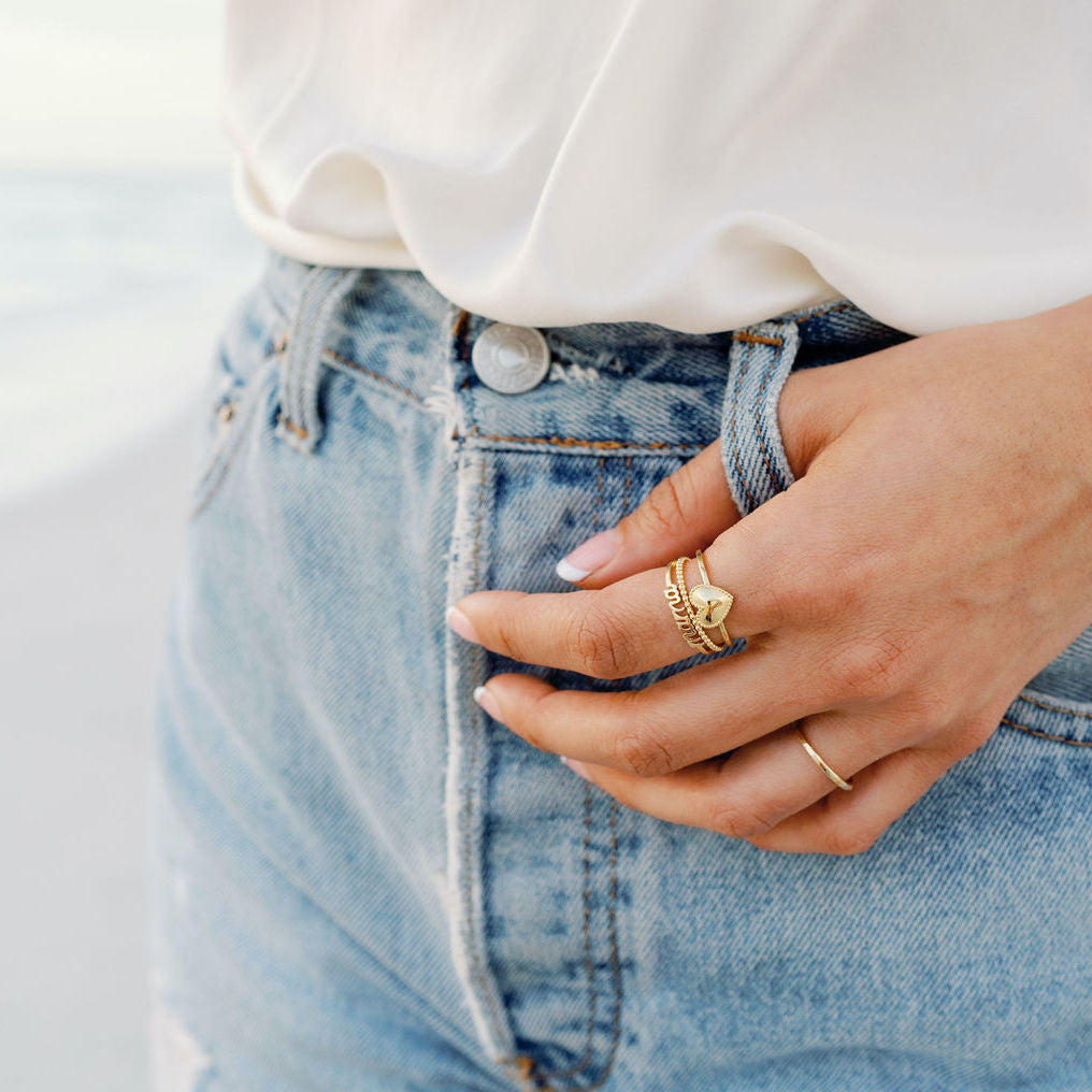 Gold Mama ring made in America by Katie Dean Jewelry