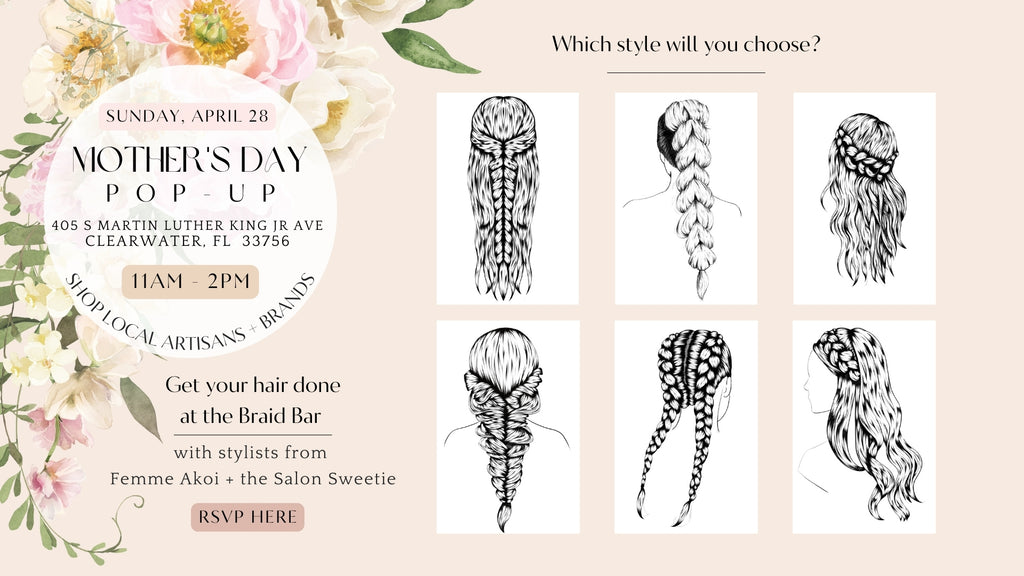 Braid Bar Menu featuring the Mother's Day Pop Up event details