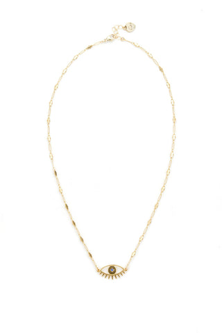 Evil Eye Necklace, Katie Dean Jewelry, handmade in los angeles, Dainty gold