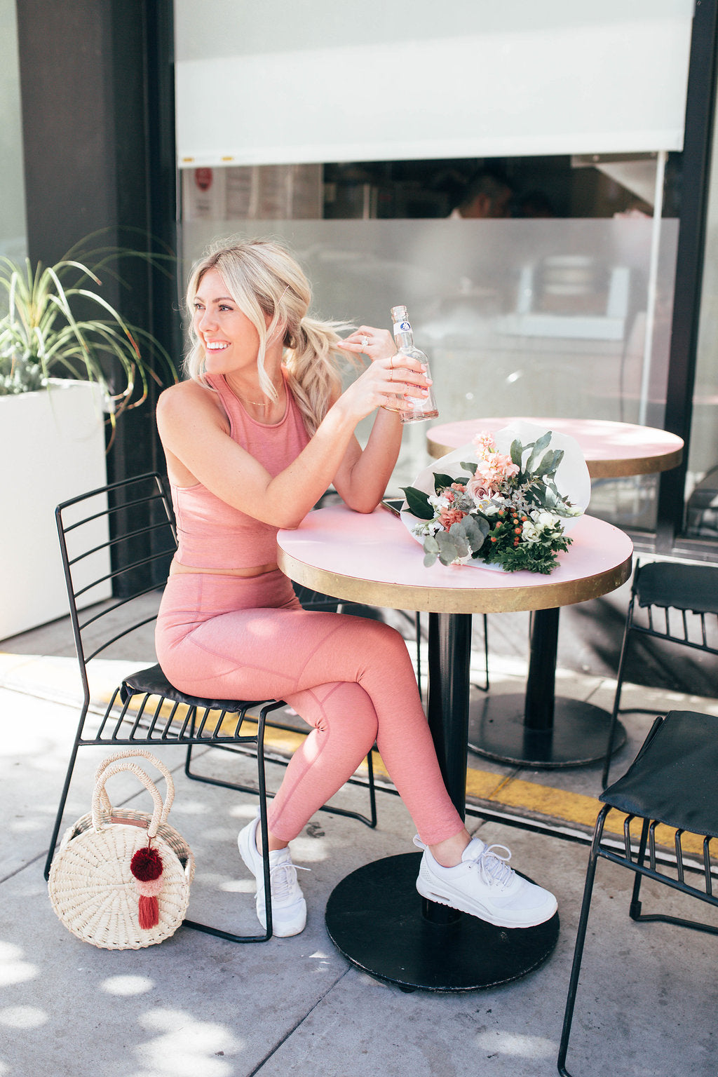 Katie Dean, Outdoor Voices workout gear in pink