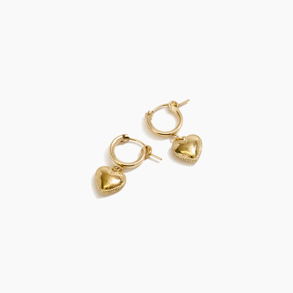 Beaded heart hoop earrings make a perfect Valentine's Day Gift. Shop made in America jewelry by Katie Dean for the upcoming February 14 holiday