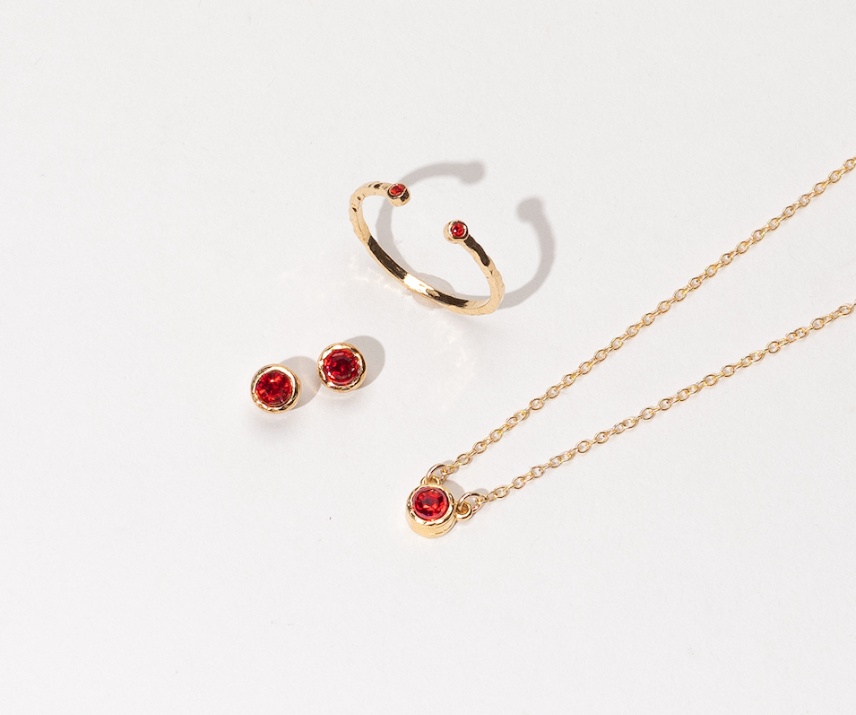 The January Birthstone Collection by Katie Dean Jewelry, made in America dainty layering jewelry