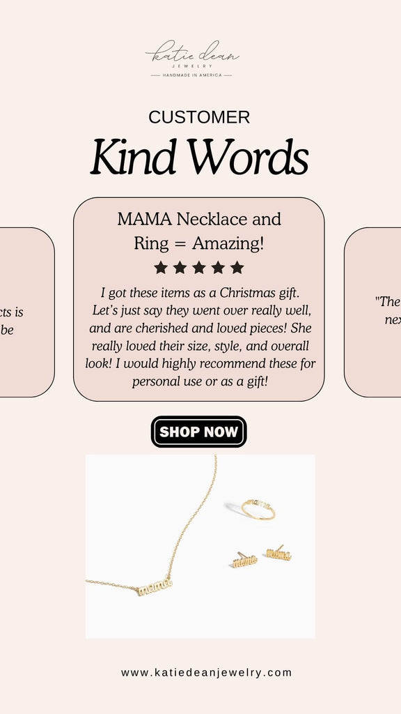 Customer review for the Mama Necklace and Mama Ring made in America.