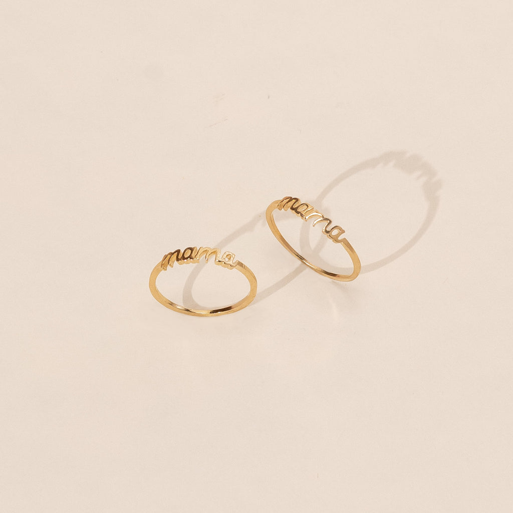 Mama Collection, Mama Ring made in America by Katie Dean Jewelry, perfect for layering.