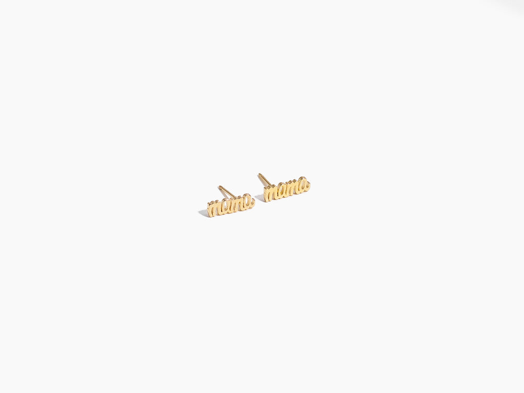 Solid Gold Mama Studs, made by Katie Dean Jewelry in America