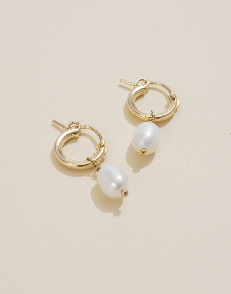 Gold Pearl Hoops by Katie Dean Jewelry