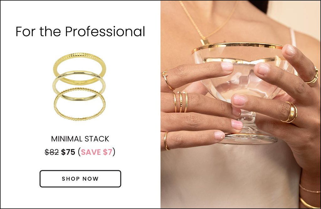 Katie Dean Jewelry gold dainty rings meant for layering and stacking, handmade in California