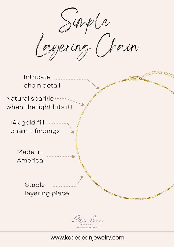 Simple layering chain, gold fill assembled in America by Katie Dean Jewelry