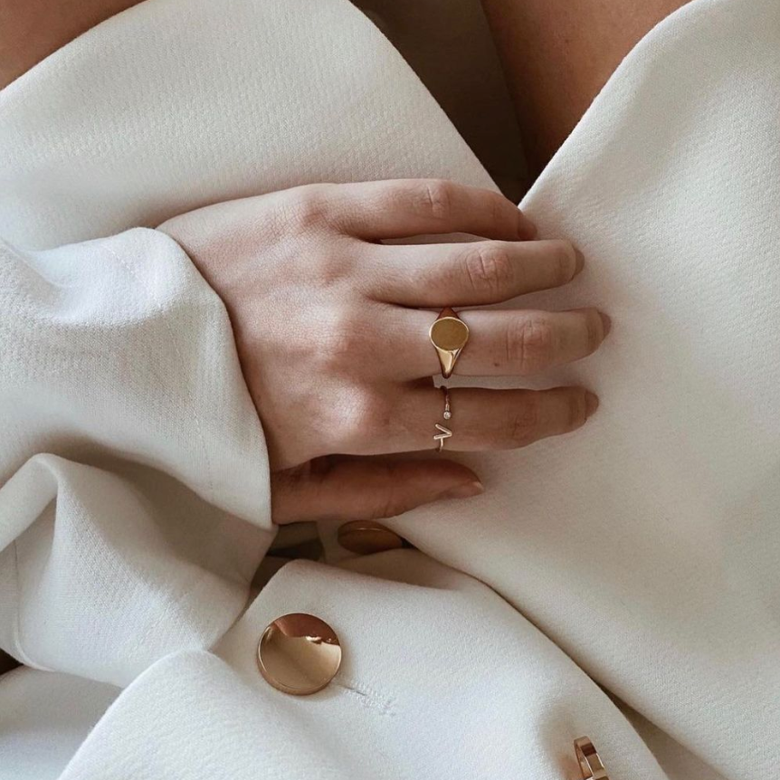 V Initial Ring by Katie Dean Jewelry featured by influencer on Instagram