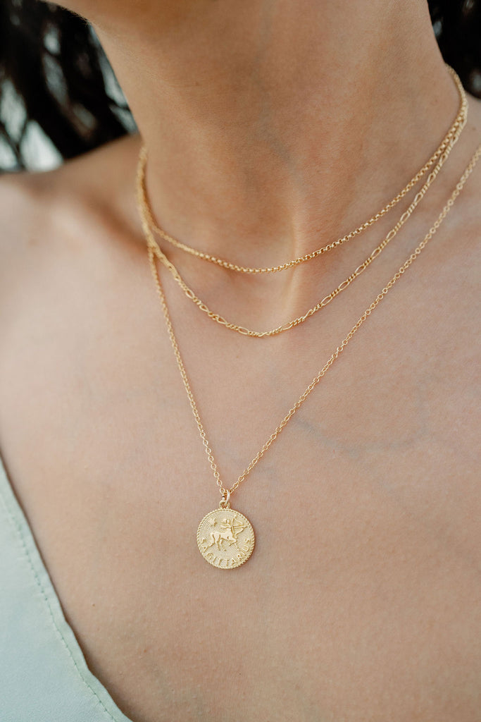 Gold Sagittarius Zodiac Necklace by Katie Dean Jewelry made in America