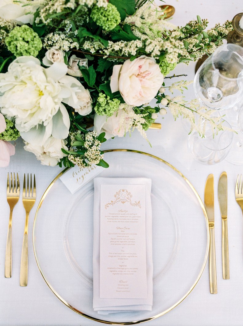 Katie Dean Jewelry romantic destination wedding at a chateau, Provence, France, table setting