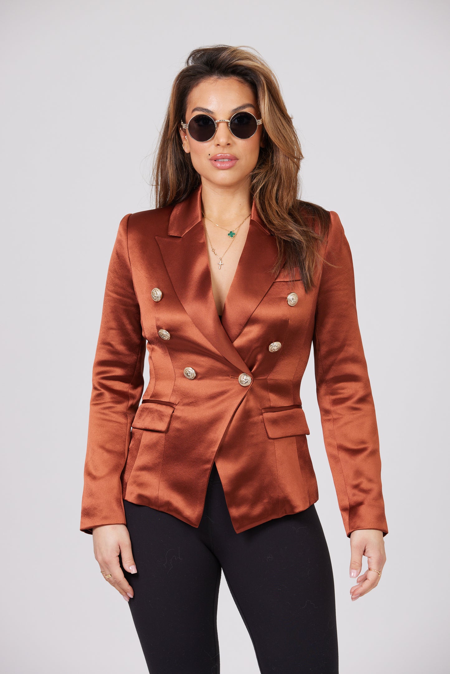 BRONZE MULBERRY LUXURY SATIN SUIT – Mateeno