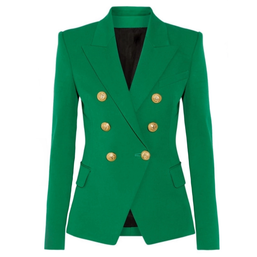 EMERALD GREEN WITH GOLD BUTTON BLAZER – Mateeno